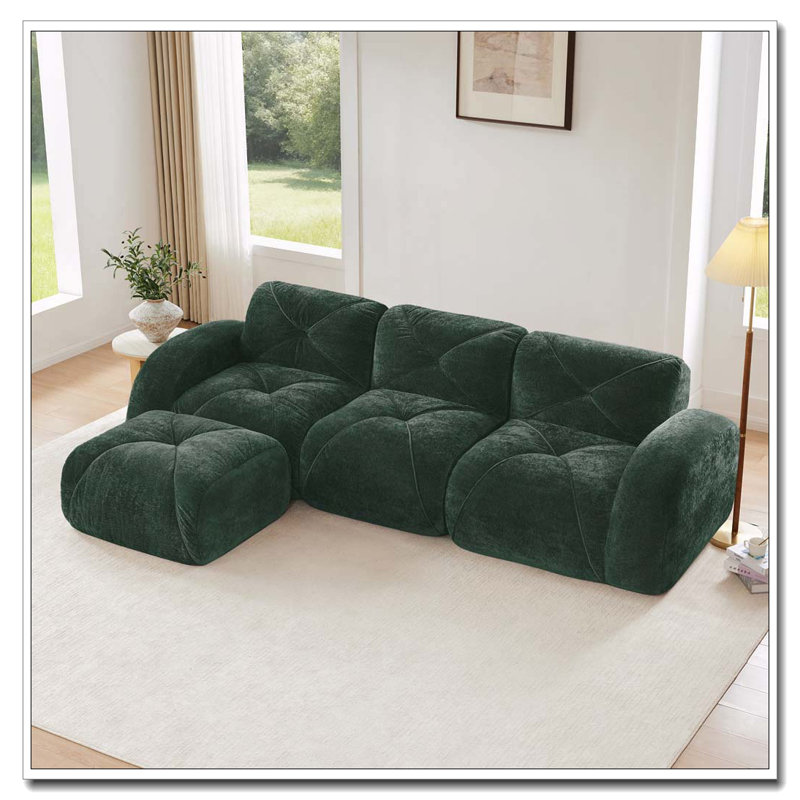 Repose-pieds en velours doux en L, Vert