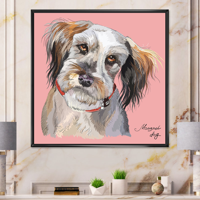«Cute Fluffy Dog», reproduction sur toile encadrée, H 30 po x l 30 po x P 1 po, Cadre flottant noir