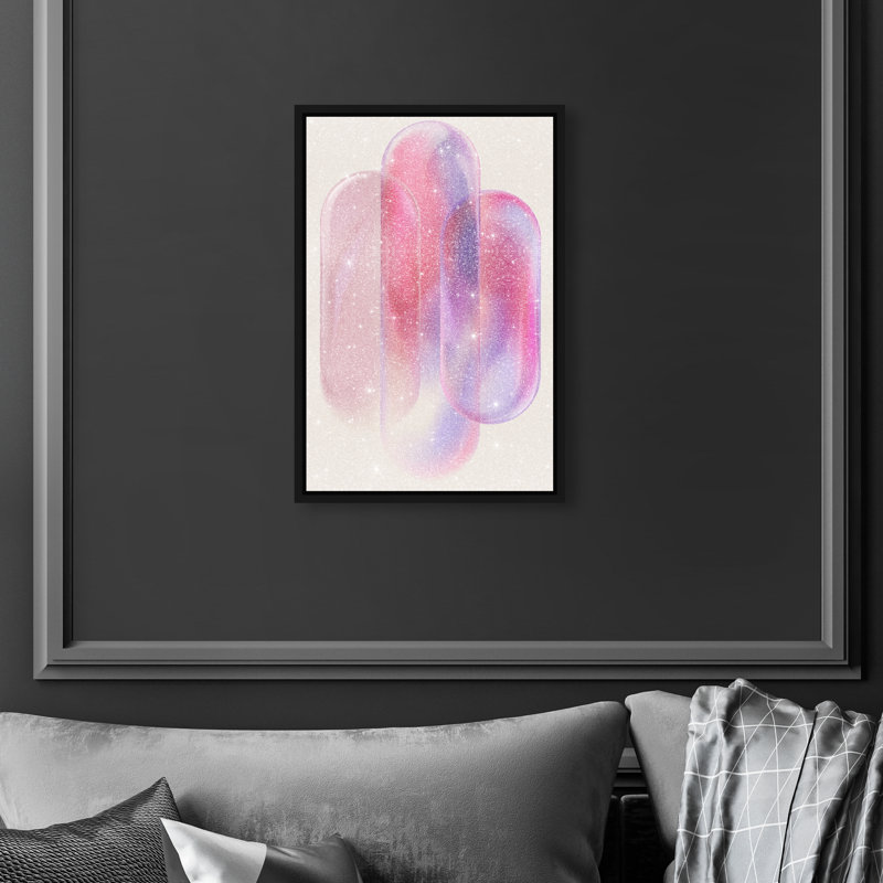 Pink Topaz Gradient Canvas Abstract Print by Oliver Gal, Black Frame, 10 x 15, 25"H x 17"W, Black Floater Frame