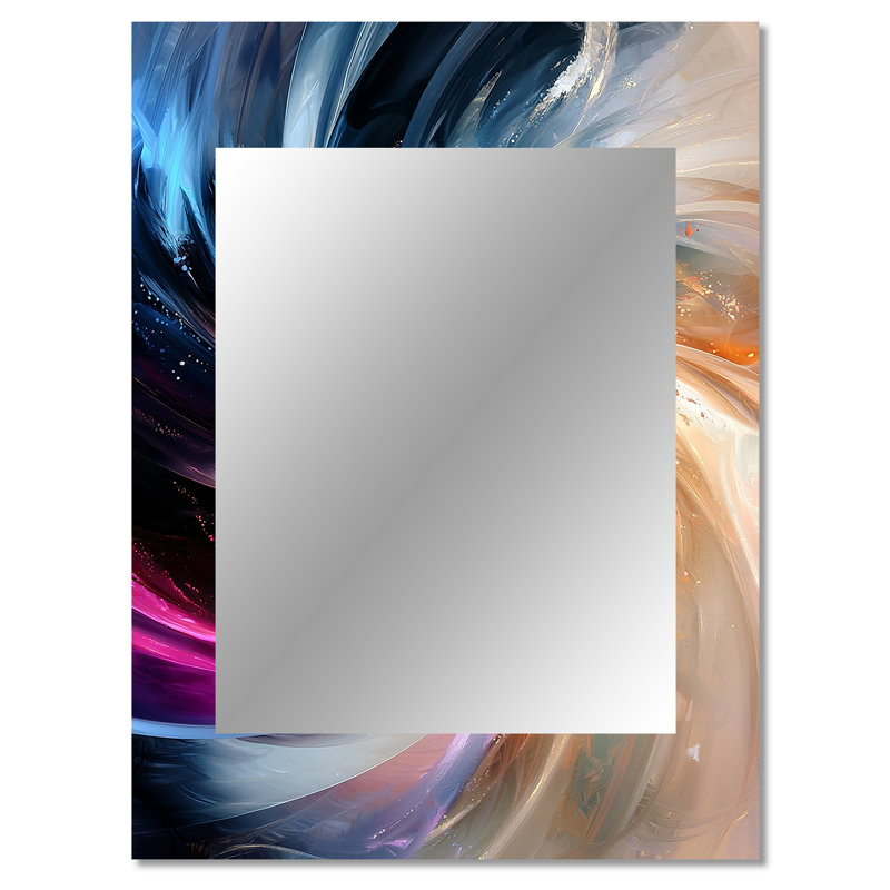 Abstract Spirals In Gold And Purple Tones IV - Abstract Spirals Wall Mirror, Gold Decorative Mirror, Printed Metal Art