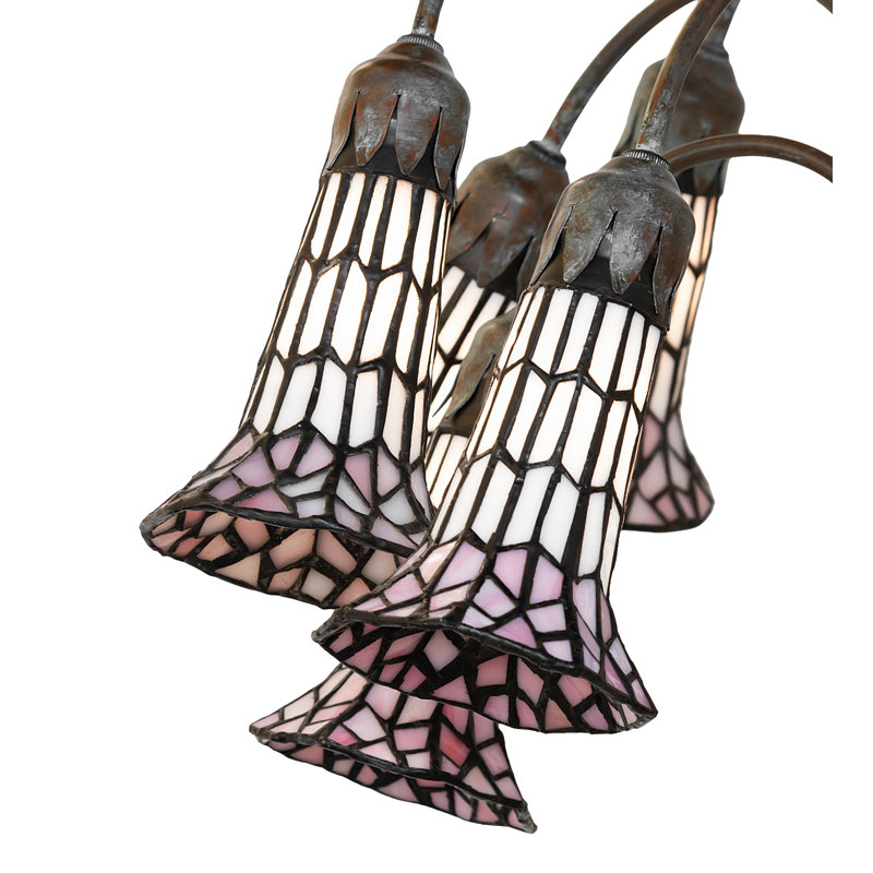 Tiffany Pond Lily Floor Lamp, White/Pink