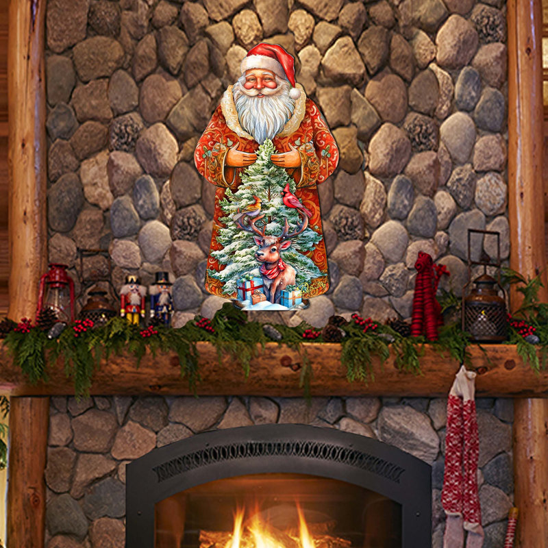 Père Noël avec des amis de la forêt, décor de porte de Noël par Debrekht