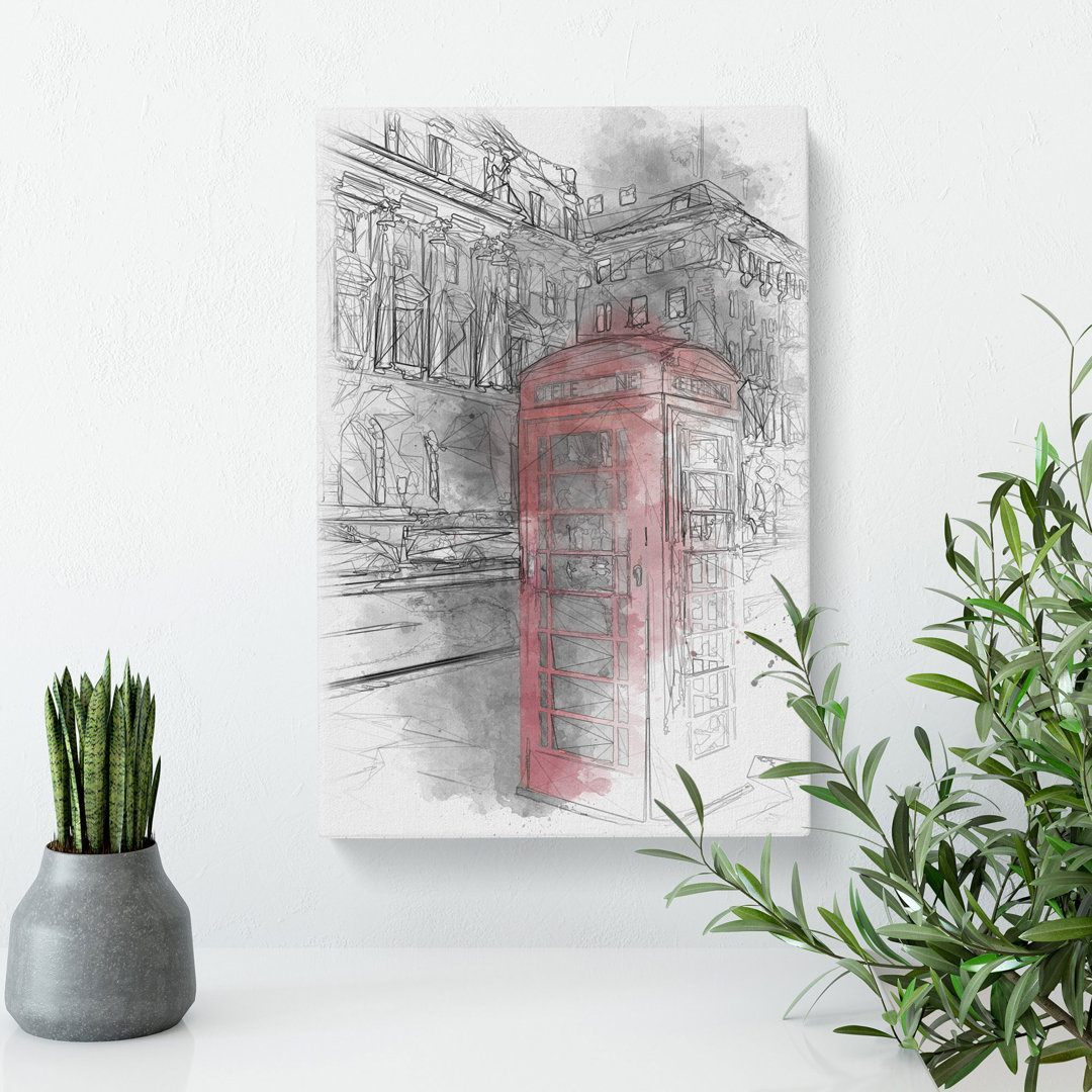 Red Telephone Box - Wrapped Canvas