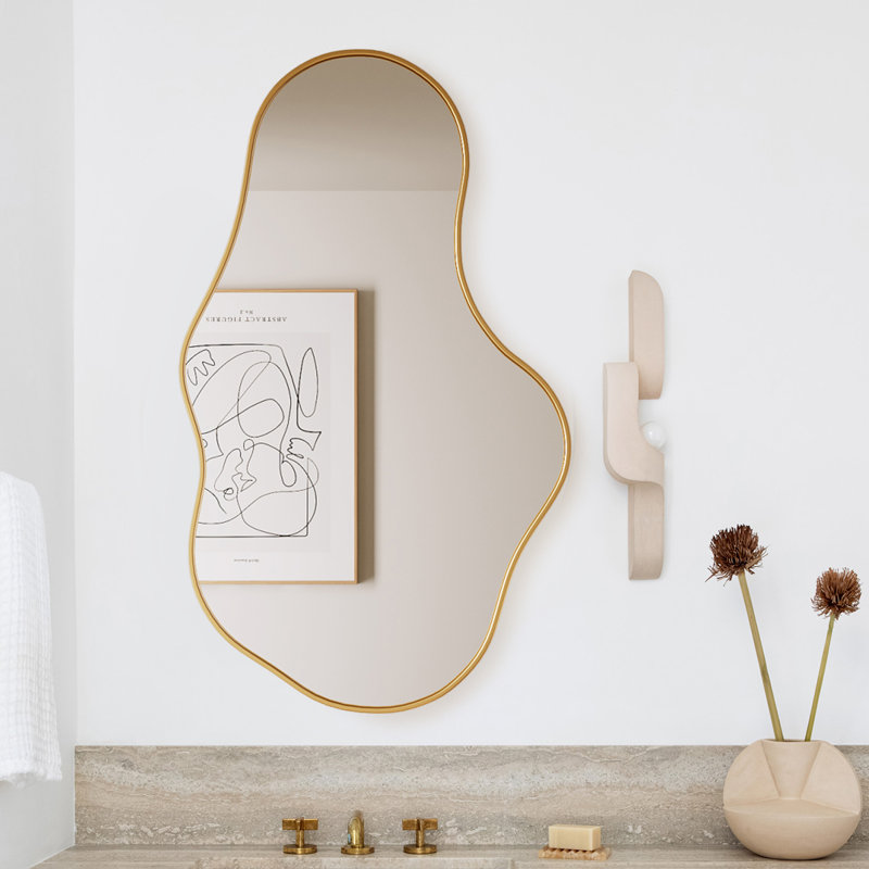 Irregular Unique Shaped Wall Mirror, Asymmetrical Mirrors, Cloud Mirror, Wavy Mirror, Morden Wavy Wall Mirror For Entryway Living Room Bedroom Bathroom