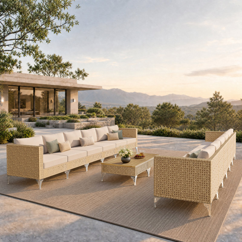 12 - Person Patio Conversation Set, 14 Pcs: 8 Chairs 1, 4 Chairs 2, 2 Coffee Tables