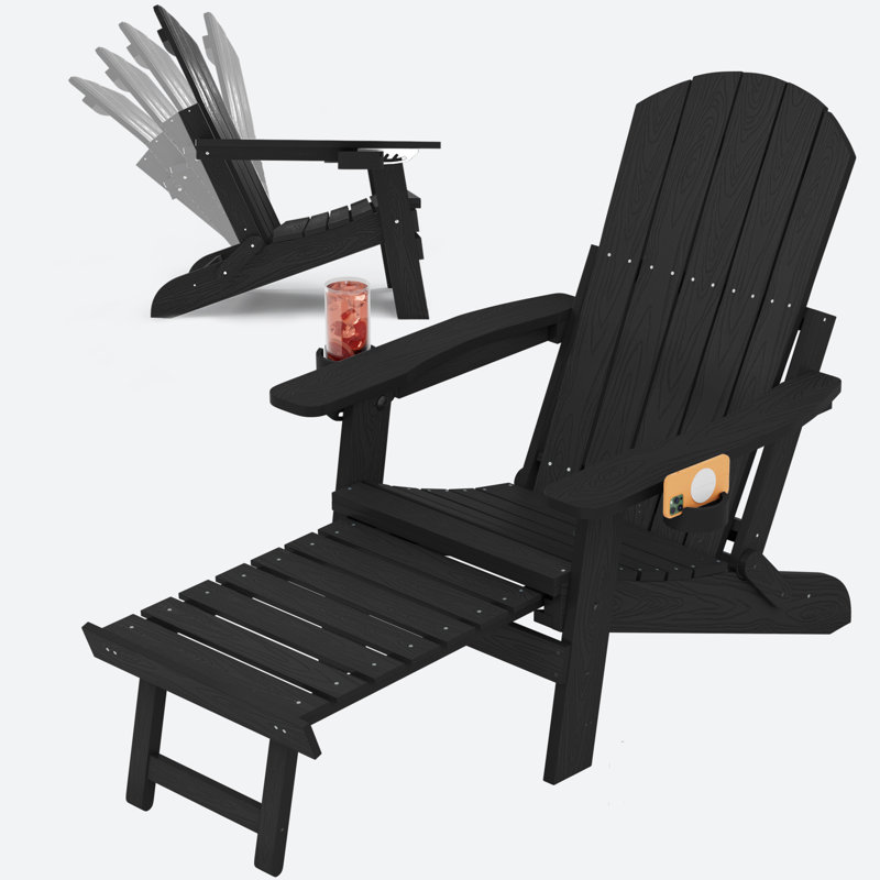 Chaise Adirondack réglable en plastique avec repose-pieds Chaise haute Adirondack pliante avec repose-pieds rétractable HiPS