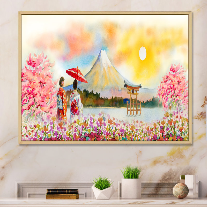 Célèbre points de repère du Japon - reproduction sur toile avec cadre flottant, H 12 po x l 20 po x P 1 po