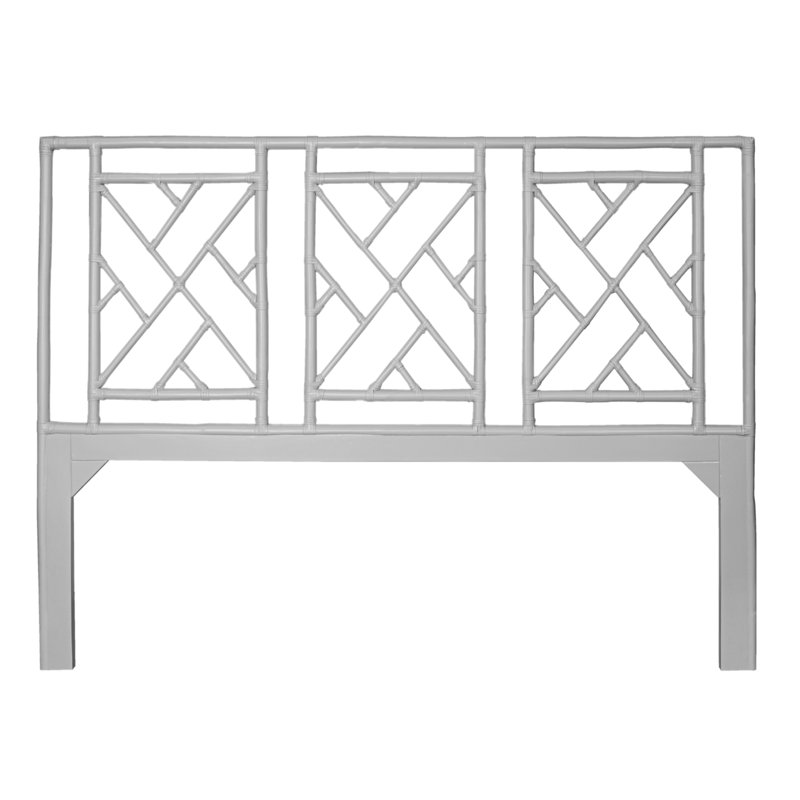 Cowden Geometric Rattan Headboard, Light Gray, King