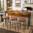 3-Drawer Long Dining Table Set With Power Outlets, Bar Kitchen Table Set With Circular PU Stools, Easy Assemble