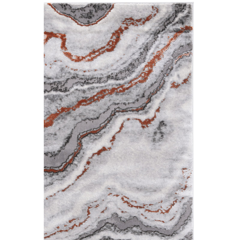 Tapis gris / bleu Swindle, Rectangle 5 pi 3 po x 7 pi 6 po