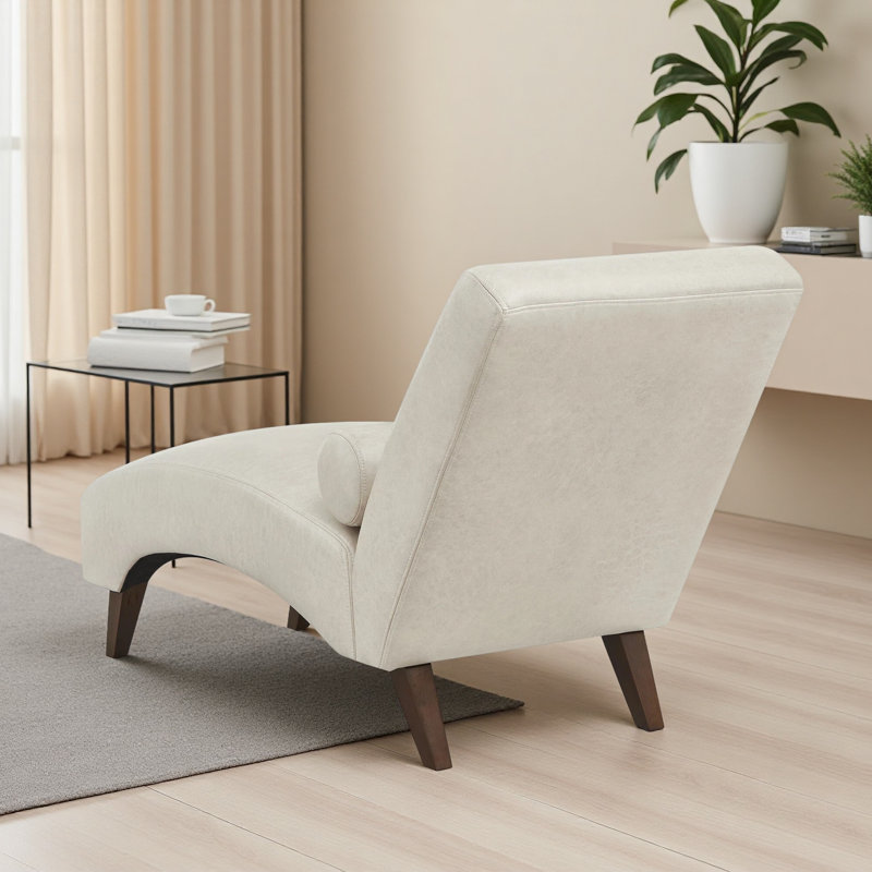 Chaise longue rembourrée 60 po avec traversin, Beige