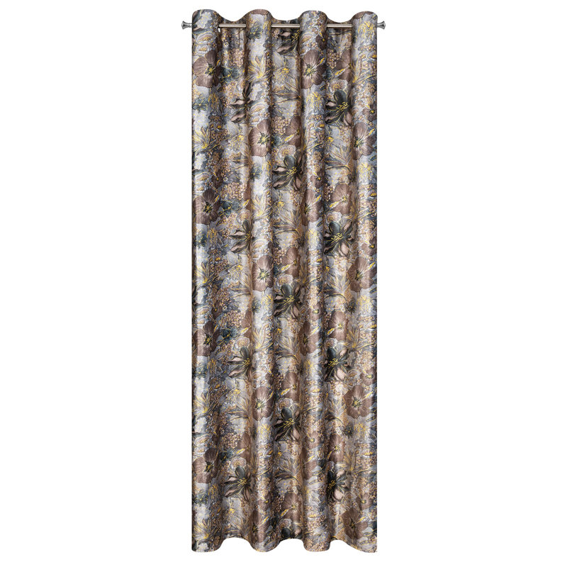 Aalyssa Eyelet Blackout Thermal Single Curtain, Steel