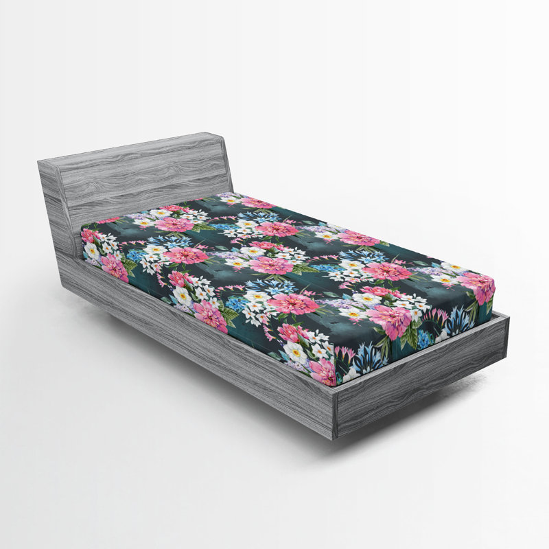 Motif de drap-housse Ambesonne, Drap-housse simple TG, Motif floral noir