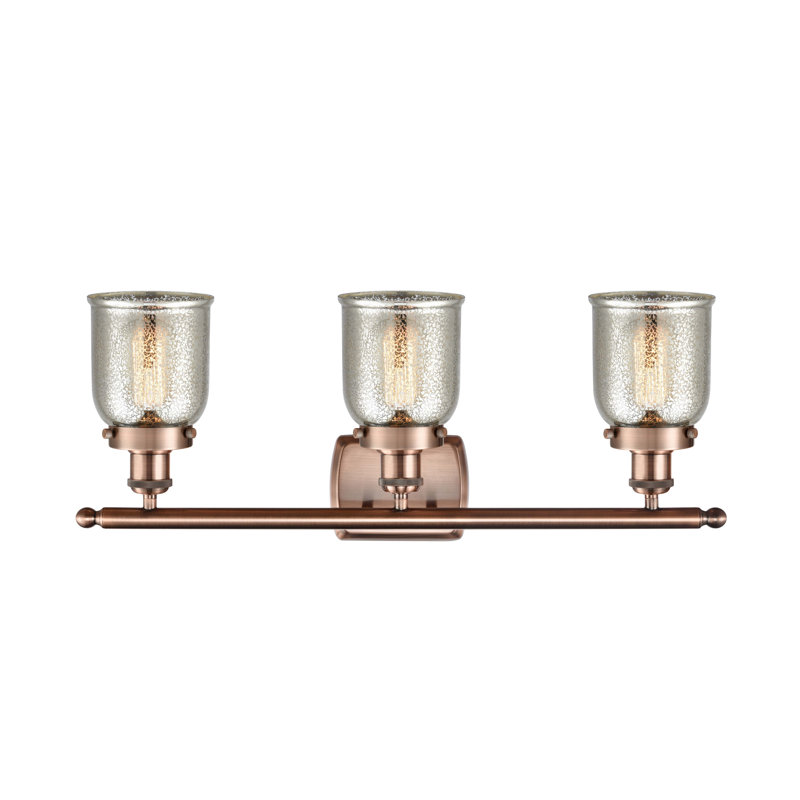 Éclairage pour meuble-lavabo 3 lumières 26 po Ballston Urban Bell, Argent mercuré plaqué, Cuivre antique, Incandescent