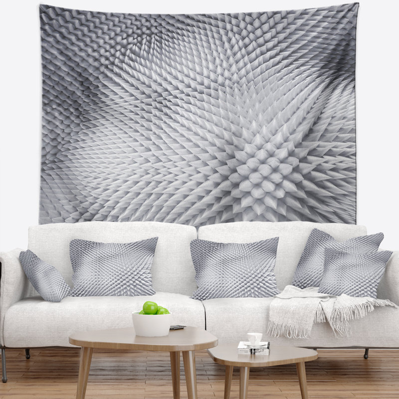 Tapisserie de conception abstraite prickly blanc 3d, H 78 po x l 92 po