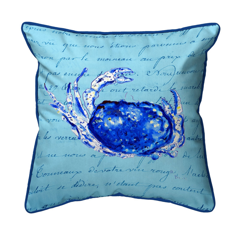 Script Crab Outdoor Reversible Throw Pillow, Large