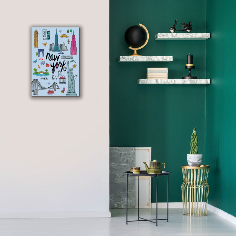 Toile épique Graffiti «Travel Nyc Blue» par Farida Zaman, 18 po x 26 po, H 26 po x l 18 po