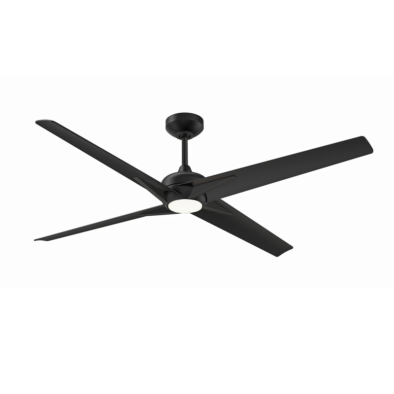 Ventilateur de plafond noir mat et nickel satiné avec ensemble d'éclairage DEL et télécommande ALESTRA 56 - Écoénergétique