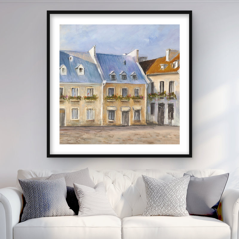 Impression d'un vieux bâtiment beige de Québec | Décoration intérieure élégante, H 36 po x l 36 po, Noir