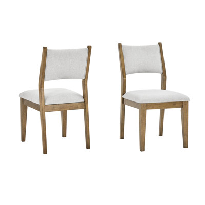 Of 2 Gray Fabric Walnut Oak Dining Chairs, 19.5" Seat Height, Good For Spanish Chairs 2, 35 Lb Weight, Comfortable Large Groups