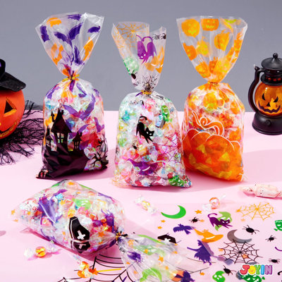 150 PCS Halloween Cellophane Treat Bags