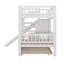 Lit superposé simple avec escalier de rangement, glissade et lit gigogne, cadre de lit superposé en bois massif avec barrières de sécurité-133667948