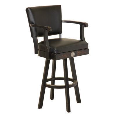 Swivel Upholstered Counter Stool with Solid Wood Frame