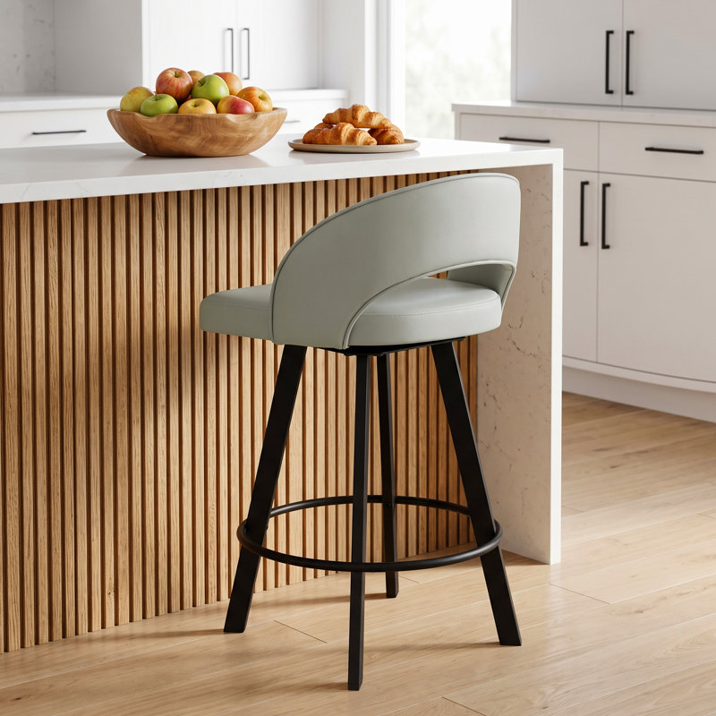 Tabourets de comptoir pivotants de 26 po avec sièges en cuir microfibre et pieds en métal pour îlot de cuisine