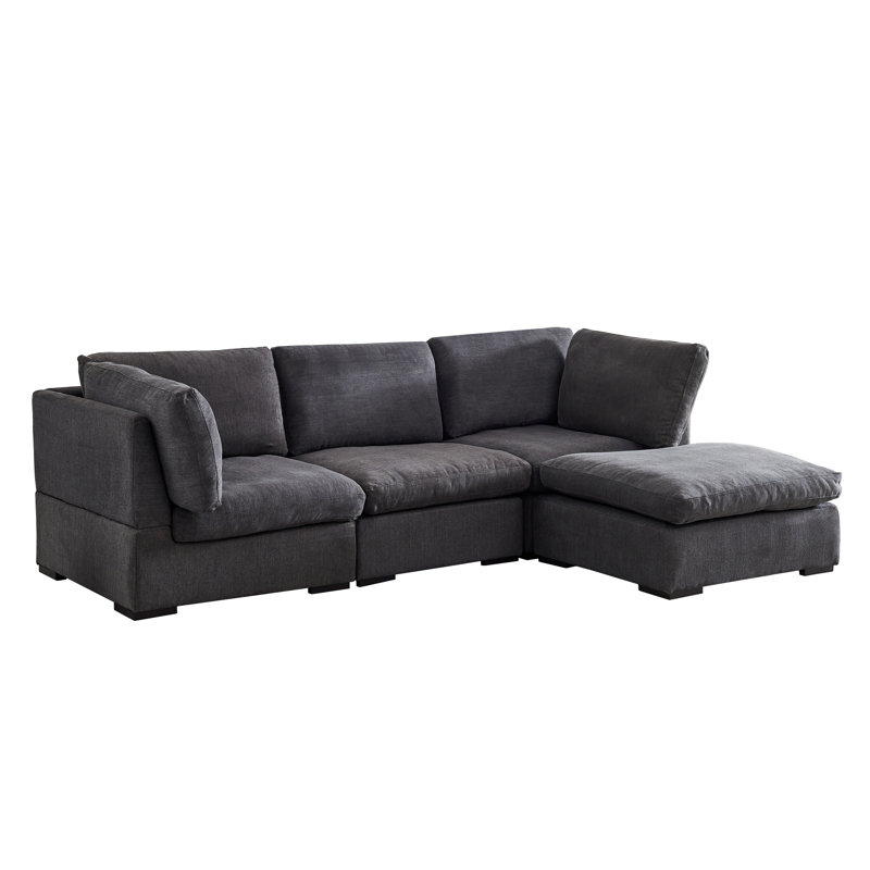 Ensemble de salon Cherrington, Polyester 100 % gris foncé