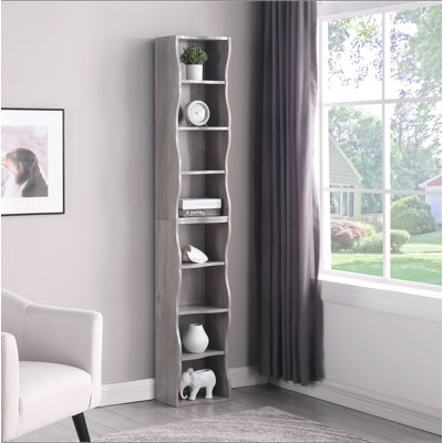 8-Layer Adjustable Shelf Ultra-Thin Bookshelf With A Wavy Border Design, Which Is More Aesthetically Pleasing, Is Suitable For High And Narrow, Display And Multi-Functional Bookshelves In Home Offices