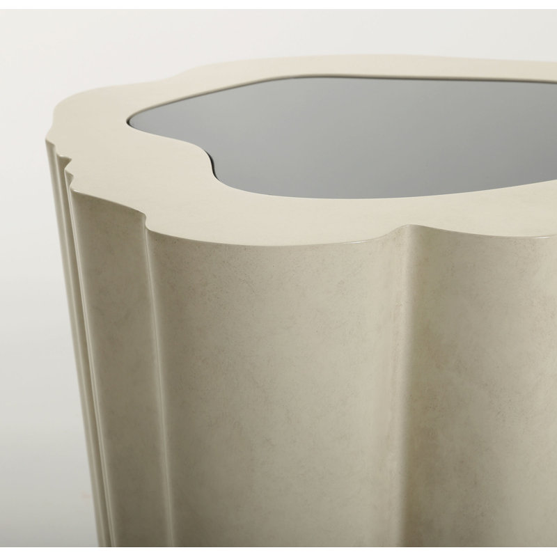Amorphous Cocktail Table W/Glass Top, White