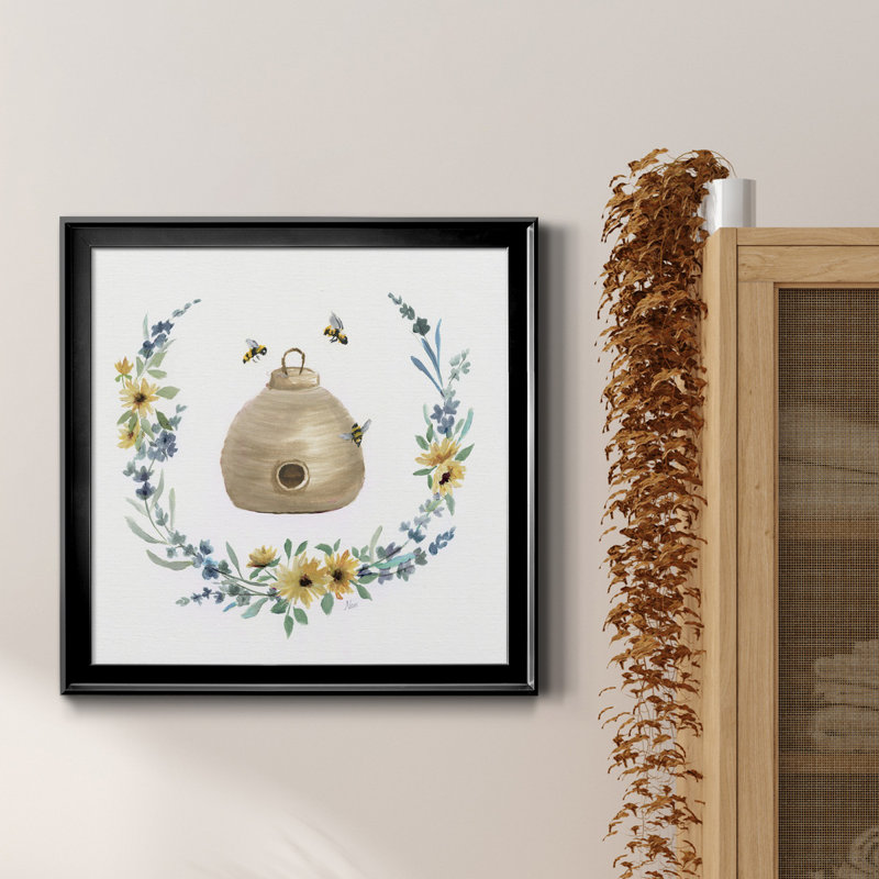 Bumble Bee Hive - cadre photo, reproduction d'art sur toile, H 26,5 po x l 26,5 po x P 1,5 po, Cadre noir