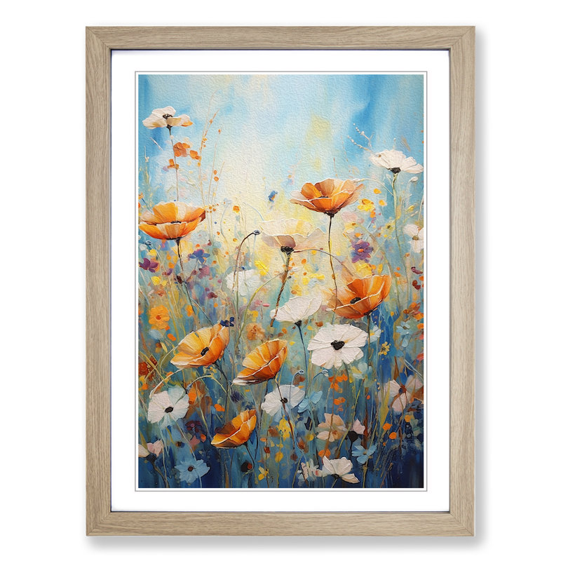 Wildflowers Expressionism Art - Framed Print, 64cm H x 46cm W, Oak Framed