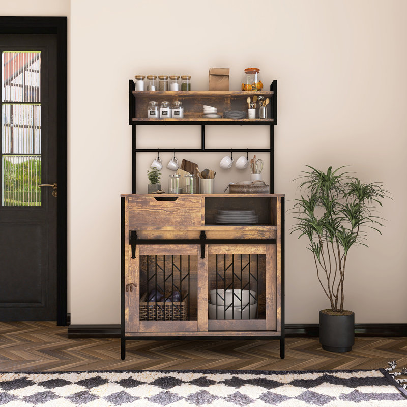 Rustic Brown Sideboard With Open Shelf