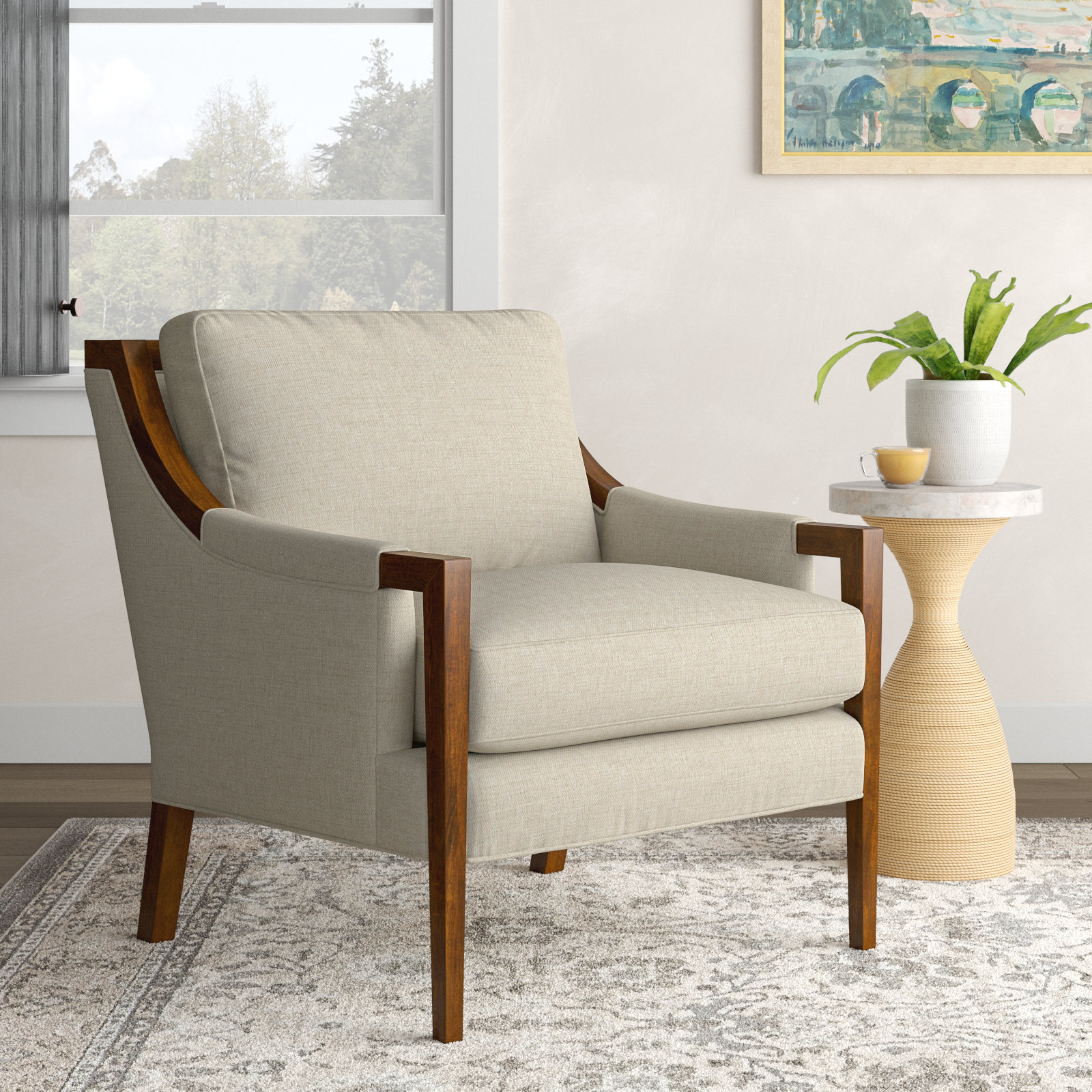 Mikel Pine Armchair, Ida Beige