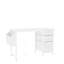 Bureau de 47,3 po avec prise de courant, 3 tiroirs, poche latérale, bureau d'étude facile à assembler, cadre stable et réversible pour bureau à domicile, bureau d'ordinateur de société, table de jeu, coiffeuse, blanc-1429413173