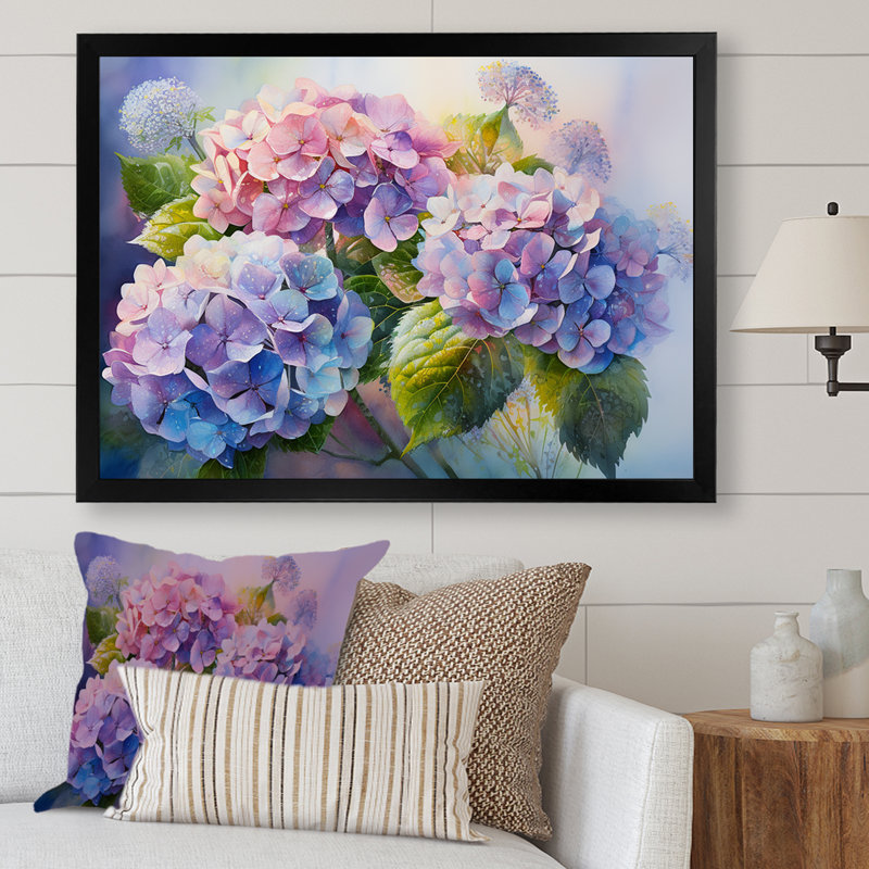 «Rose et mauve», impression sur toile, Cadre simple noir, H 30 po x l 40 po x P 1,5 po
