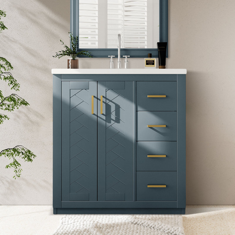 Base de meuble-lavabo simple 29,53 po seulement, Bleu marine