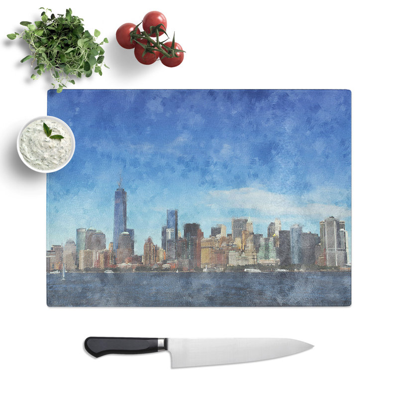 New York Skyline Vol.2 Painting Chopping Board, 0.4cm H x 20cm W x 28.5cm L