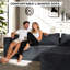 Canapé modulaire à compression, forme en L en velours côtelé de 100 pouces pour la maison