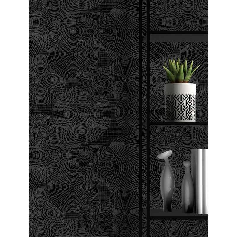 Rouleau de papier peint circulaire L 33 pi x l 20,5 po Yuki Osada Fornasetti, Noir