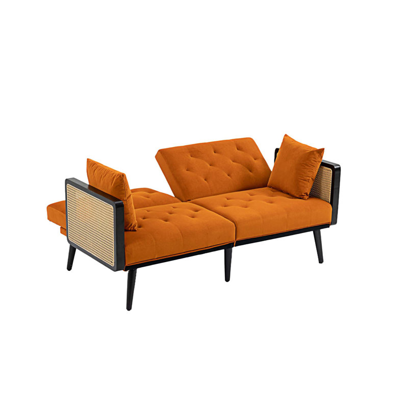 Causeuse rembourrée Arman, Velours orange