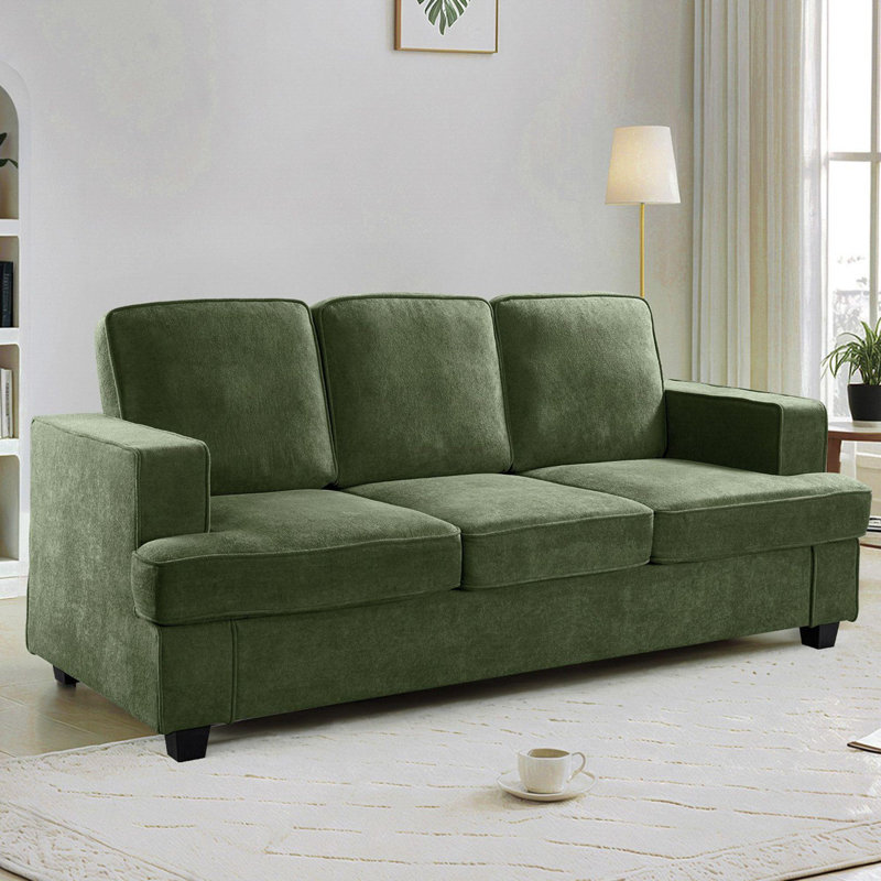 Soft upholstery cushion back Sofa, Green Velvet