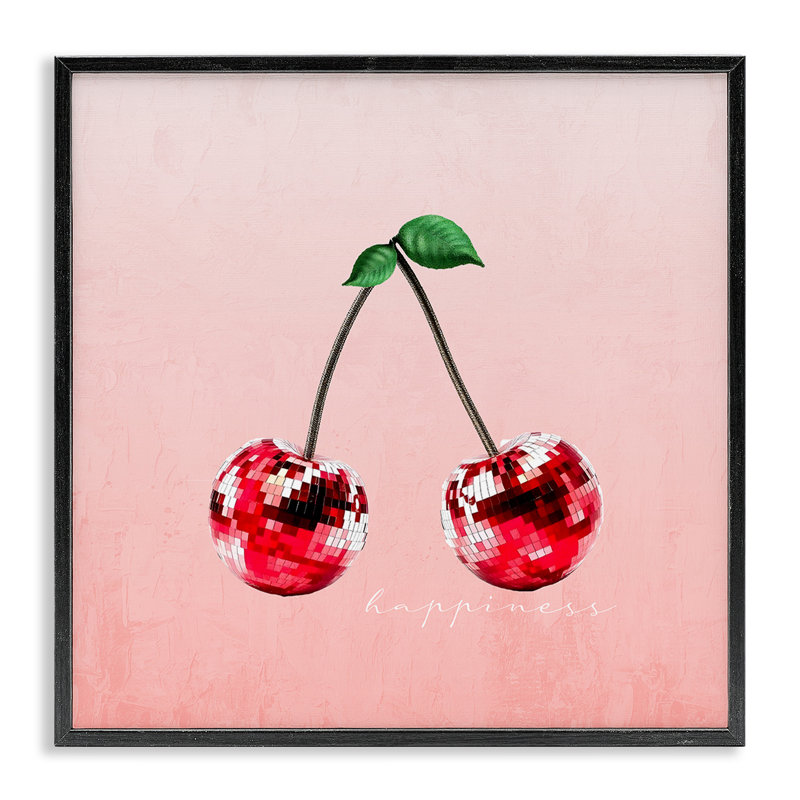 «Happiness Disco Cherries», estampe numérique, conception de Kim Allen, Giclée encadrée noir minuit, H 24 po x l 24 po