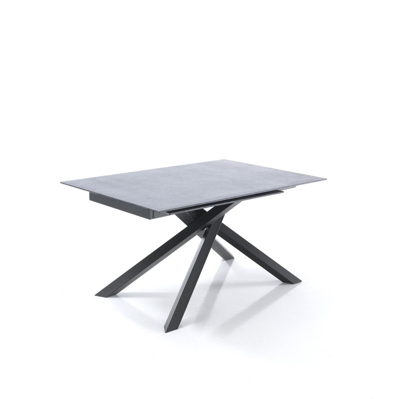 Dalessandro Glass Top Metal Base Dining Table, Rock