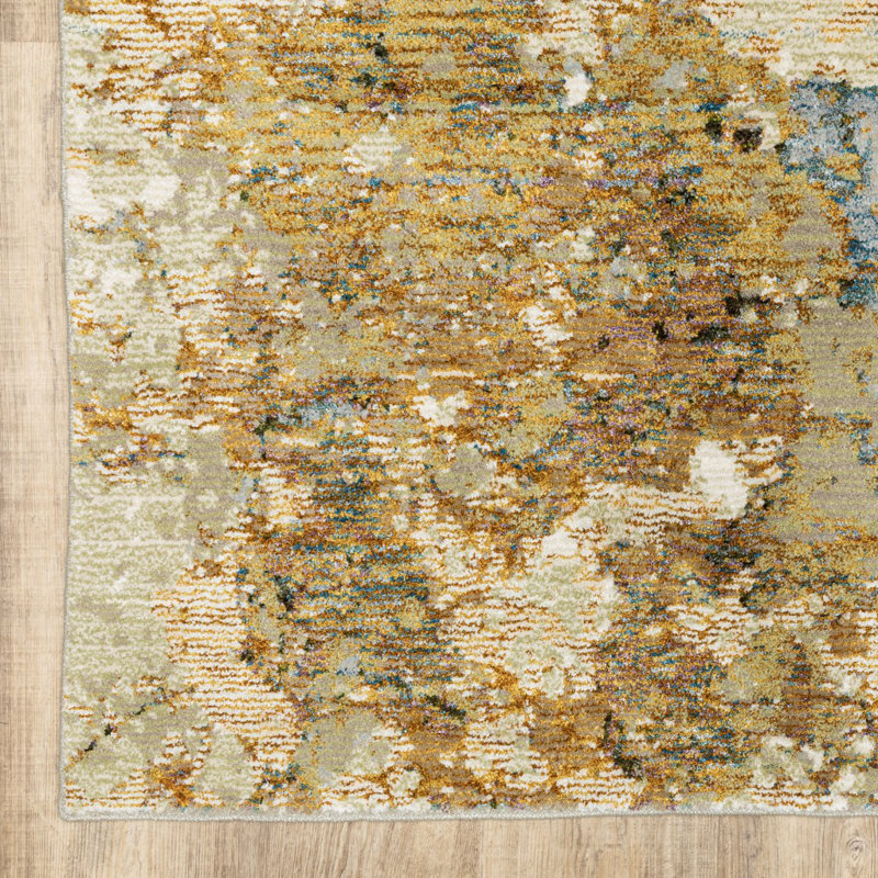 Tapis jaune / gris Empryss, Rectangle 8 pi 6 po x 11 pi 7 po