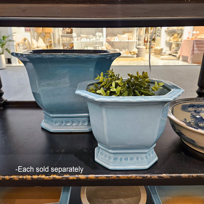 Handmade Ceramic Basin, 10.5" H x 13" W x 11" D, Teal