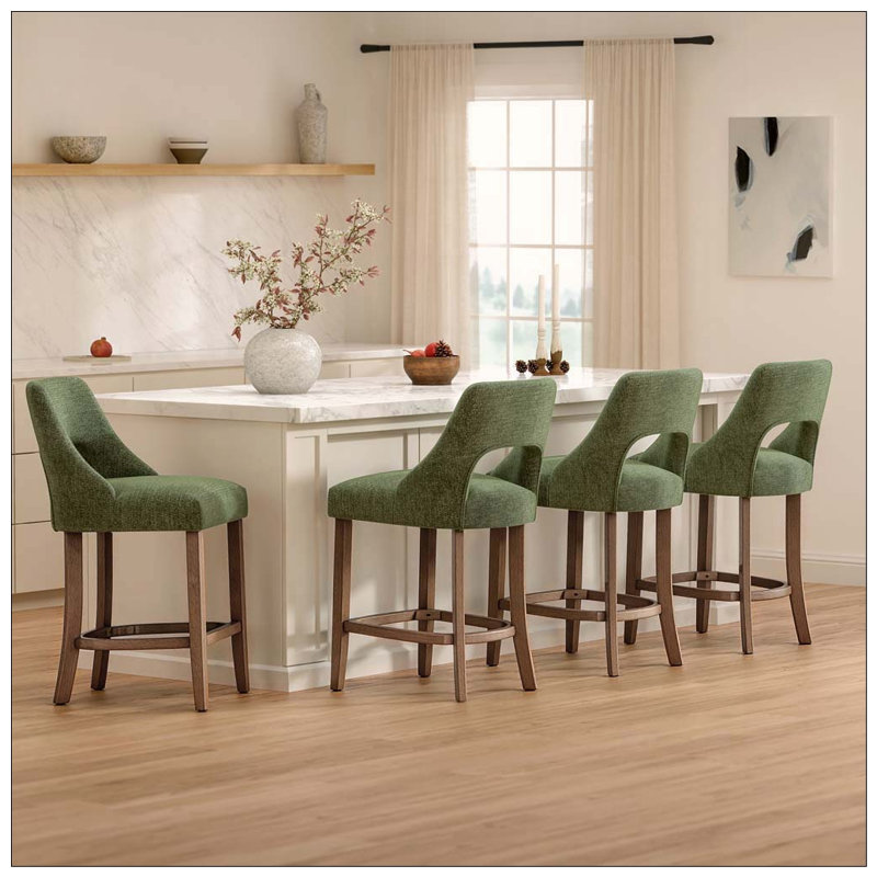 Ensemble de 2 tabourets de bar, tabourets de bar rembourrés à hauteur de comptoir, tabourets de comptoir modernes avec pieds en bois