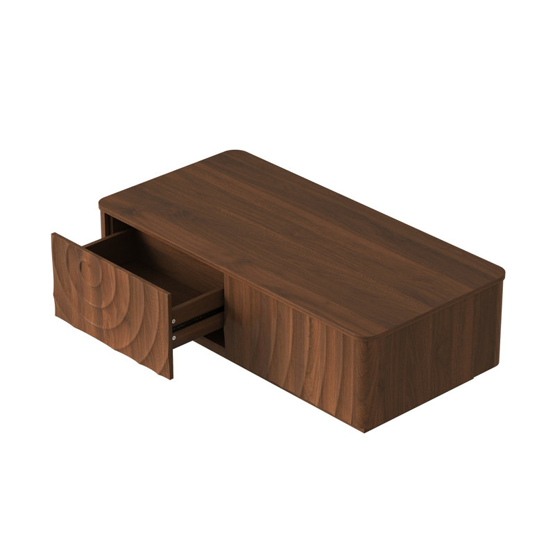 Table basse rectangulaire de 47,2 × 23,6 × 14,2 cm avec 2 tiroirs de rangement, texture ondulée, pour salon