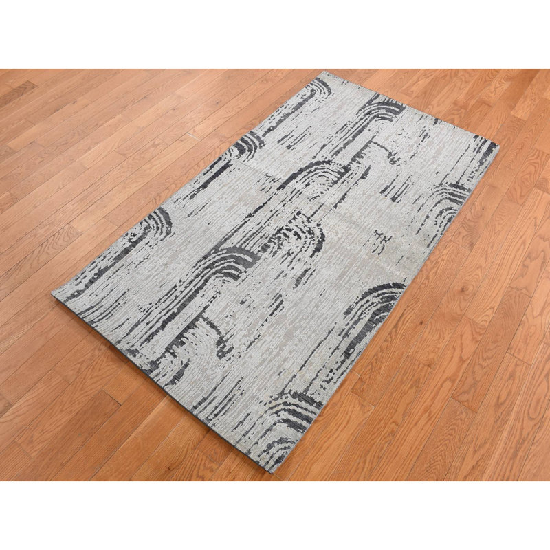 Tapis gris nouvel âge en laine 3 pi x 5 pi 6 po Jocell